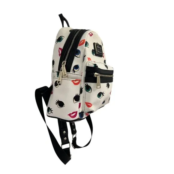 Loungefly X Disney Princess Eyes & Lips Backpack Green Blue Eyes Red Lips